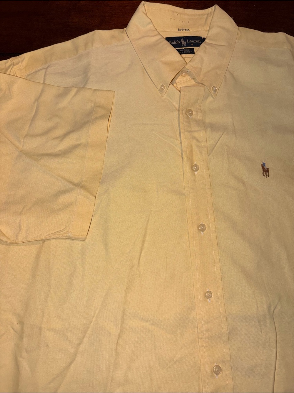 Ralph Lauren Men’s XL Blaire Fit 100% Cotton Short Sleeve Button-Down In Yellow